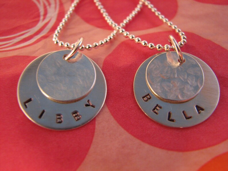 Best Friends Forever Sterling Silver Double Disc Charm Necklace Set of 2 image 1