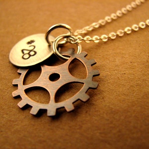 SALE Motocross Sprocket Handstamped Necklace image 2