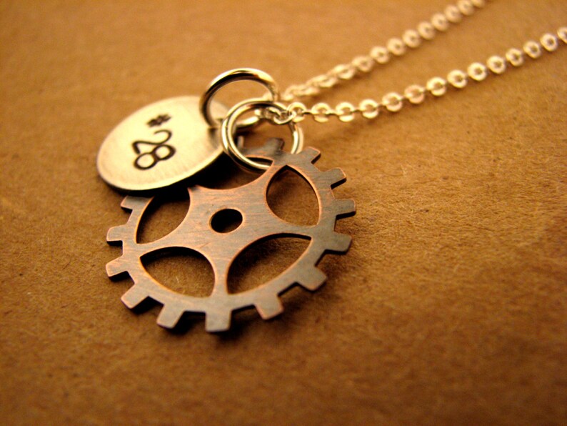 SALE Motocross Sprocket Handstamped Necklace image 2