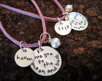 Pink Suede Girls' Love you to the Moon Stamped Necklace