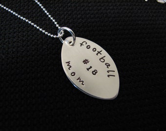 Sterling Silver Handstamped Football Mom Charm Necklace