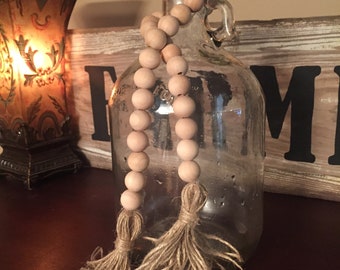 Farmhouse Natural Wooden Bead Garland