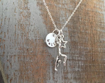 Gymnast charm Stamped Necklace