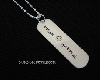 Sterling Silver Handstamped Slender Tag Necklace