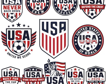Pacote de imagens SVG da Seleção Americana de Futebol, Design Patriótico de Camisa de Futebol, PNG de Futebol Americano Vermelho, Branco e Azul dos EUA, Clipart de Torcedor da Copa do Mundo de 2026, SVG dos EUA, PNG dos EUA, Arquivo SVG dos EUA