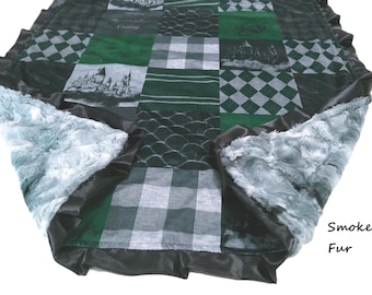 Personalized Wizard Blanket, Wizarding Bedding, Custom Baby Blanket, Green Snake Minky Throw