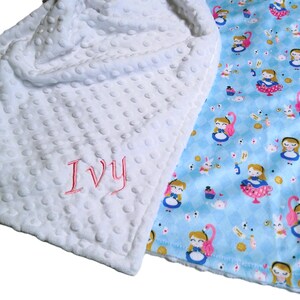 Baby Blanket, Alice in Wonderland Nursery Decor, Personalized Alice Minky Blanket, Baby Shower Gift, Pink and Blue Girls Bedding