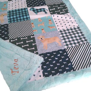 Yellow Lab Blanket, Personalized Golden Labrador Bedding, Gender Neutral Warm and Soft Custom