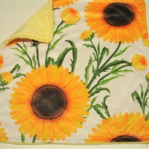 Baby Lovey Sunflowers Personalized Baby Security Blanket Minky