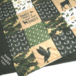 Duck Hunting Blanket with Embroidered Name, Ducks Trucks and Eight Point Bucks Baby Blanket, Deer and Duck Baby Shower Gift image 8