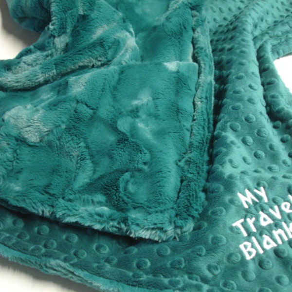 Personalized Travel Blanket Minky Plush Blanket Packable My Travel Blankie Flight Blanket for Adult Mallard Dark Teal