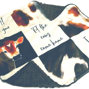 Cow Baby Lovey, Farm Baby Gift Ready to Ship, Brown Minky Plush, Till the Cows Come Home Security Blanket Gender Neutral