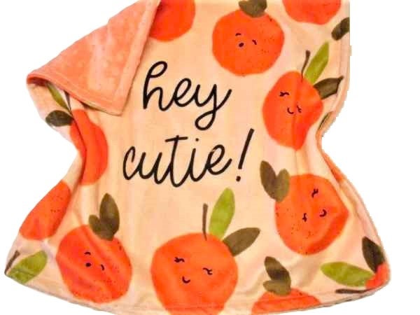 Clementine Baby Blanket, Cuties Oranges Lovey, Tangerines, Personalized Mandarin Oranges Baby Security Blanket Plush Minky