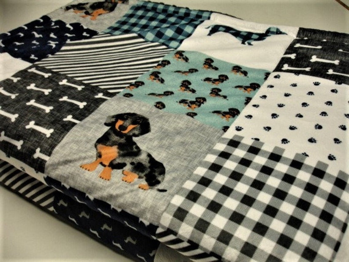 Wiener Dog Navy Gray White 2 6 Piece Baby Crib Bedding Set Etsy
