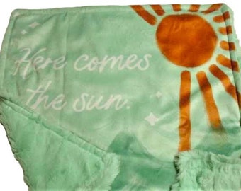 Sun Baby Lovey, Newborn Sunshine Baby Gift, Ready to Ship Minky and Fur Plush