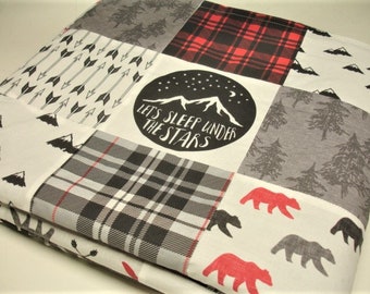 Adventure Blanket Personalized Twin Bunk Camper Throw Size Red Black Gray Minky