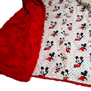 Personalized Mickey Mouse Blanket, Custom Baby Gift with Name, Classic Mickey Toddler Throw, Mickey Burp Cloth