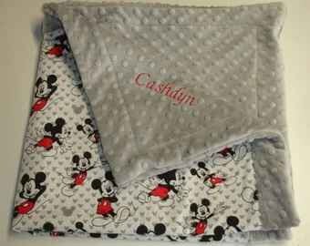 Personalized Mickey Mouse Blanket Baby Toddler Child Adult Sizes Minky