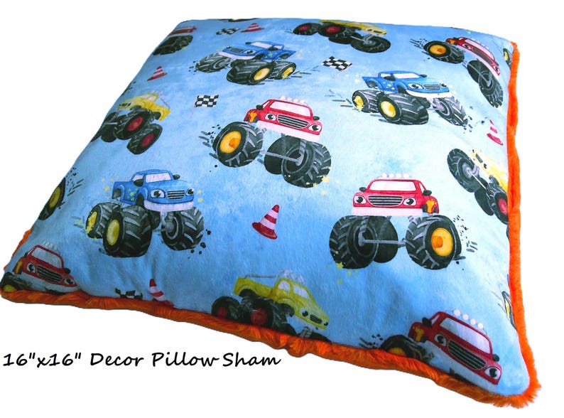 Monster Trucks Blanket, Personalized Blanket for Boy, Monster Jam Gift for Toddler, Minky Boys Bedding, 4 Wheel Trucks image 4
