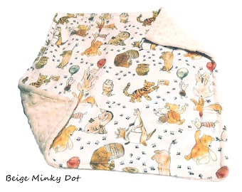 Winnie the Pooh and Friends Blanket, Personalized Classic Pooh Nursery Decor, With Satin Ruffle Option