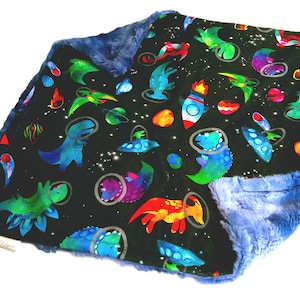 Dinosaur Baby Blanket, Planets and Space Toddler Blanket, Kids Dinosaur Bedding, Dinosaur Gift, Minky Plush Gender-Neutral Throw