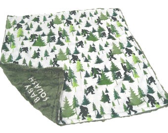 Bigfoot Blanket, Personalized Sasquatch Bedding, Yeti Gift, Soft Couch Blanket for Him