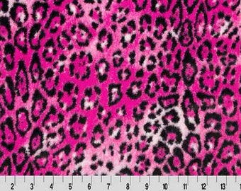 Cheetah Big Cat Cerise Luxe Shannon Minky By the Yard Hot Pink Black