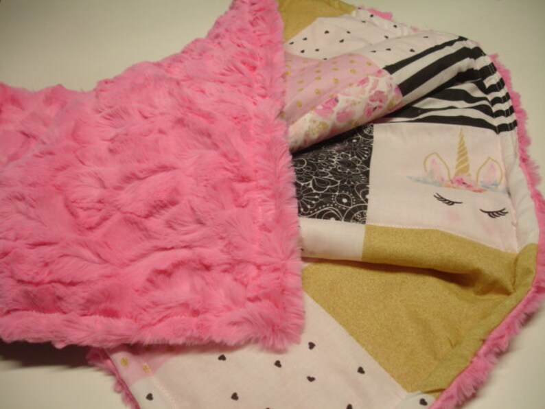 Be a Unicorn Pink Black Gold Minky Baby Blanket Crib Toddler Etsy