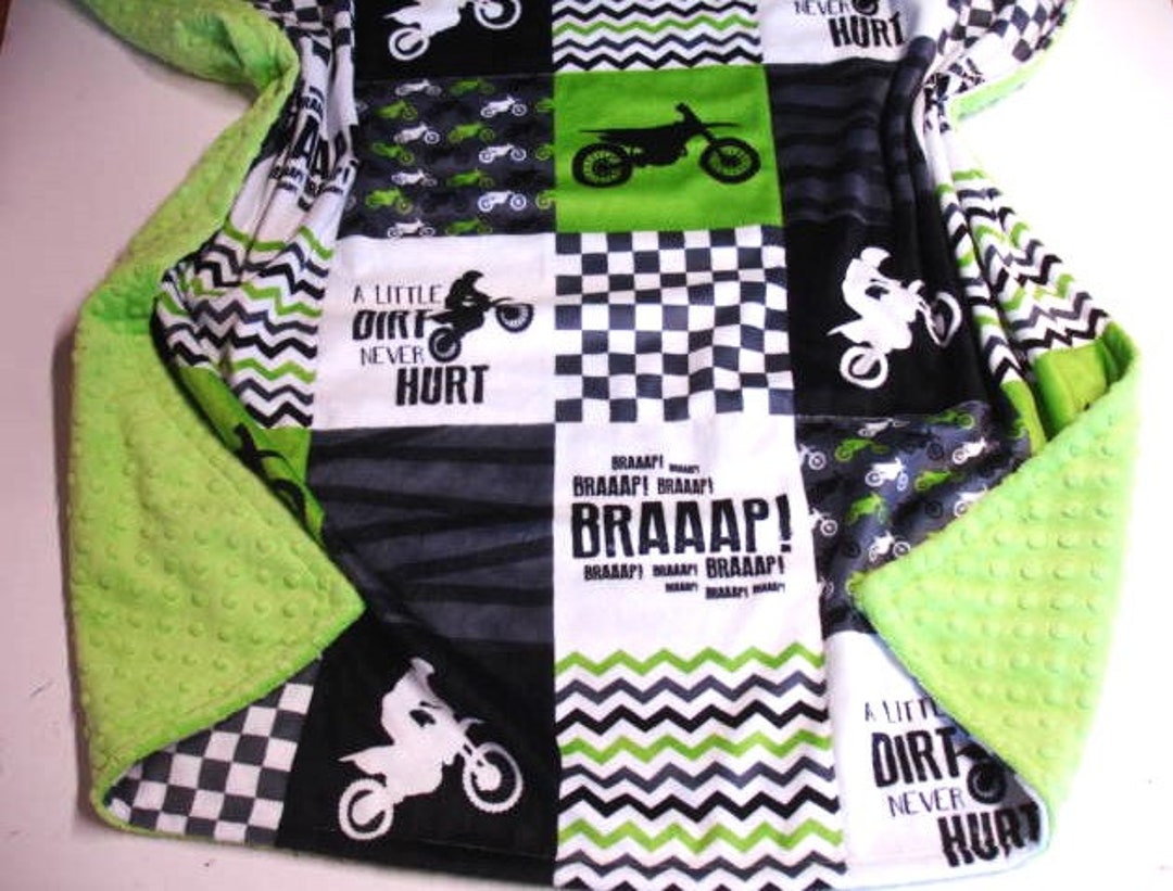 Dirt Bike Blanket Personalized Baby Blanket Toddler Child Adult Minky