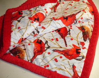 Personalized Cardinals Blanket Baby Toddler Child Adult Winter Cardinal Blanket Minky