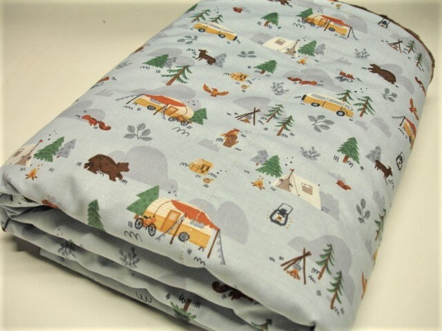 Camp Woodland Minky Blanket 42 X 58 Toddler Throw Ready to Ship Etsy