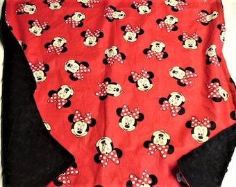 Personalized Minnie Mouse Blanket Baby Toddler Child Adult Throw Red Black