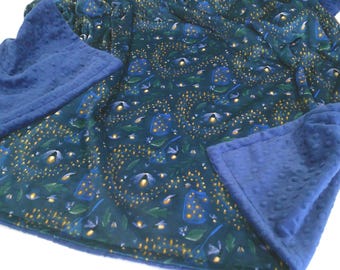 Firefly Blanket, Personalized Camping Throw, Outdoor Adventure Theme, With Satin Ruffle Option