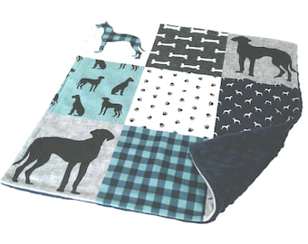 Great Dane Baby Lovey, Personalized Minky Security Blanket, Minky Plush Dog Snuggly