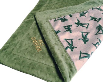 Toy Soldiers Blanket, Personalized Military Soldier Blanket, Army Men Nursery Decor, Custom Toddler Bedding
