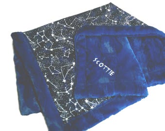 Constellations Blanket Glow in the Dark Personalized Baby Toddler Child Adult Constellation Plush Fur