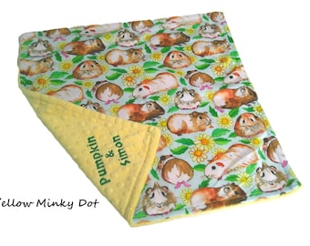 Guinea Pig Lap Blanket, Personalized Small Pet Bedding for Lizard Cat Hedgehog Hamster, Soft Minky