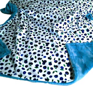 Blueberries Blanket Personalized Baby Blanket Toddler Child Adult Blueberry Throw Blue Minky Gender Neutral