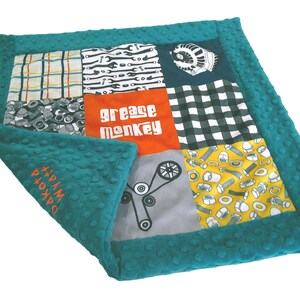 Mechanic Baby Lovey, Personalized Grease Monkey, Tool Baby Gift, Minky Security Blanket