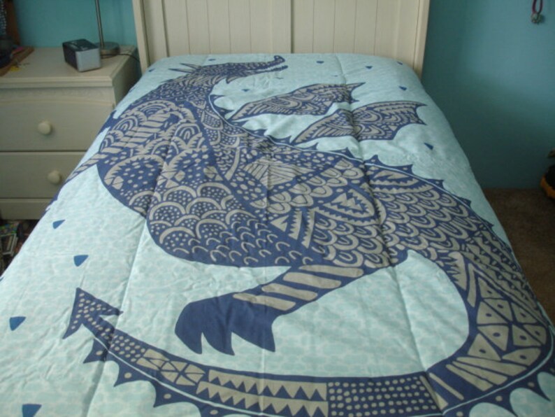 Dragon In Blue Crib Toddler Twin Size Comforter Made To Order Etsy