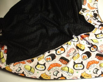 Sushi Blanket Personalized Cat Blanket Baby Toddler Child Adult Sushi Blanket Minky Gender Neutral