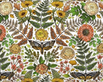 Moth Blanket, Personalized Wildflower Baby Blanket, Harvest Floral Bedding, Bohemian Decor