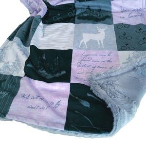 Personalized Wizard Baby Blanket, Fawn Nursery Bedding, Lavender and Gray Minky Plush, Always Blanket