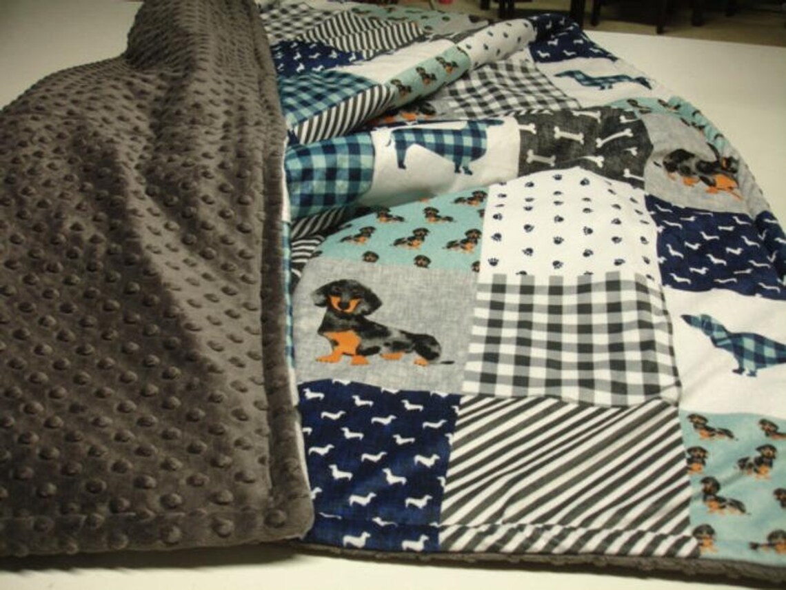 Wiener Dog Navy Gray White 2 6 Piece Baby Crib Bedding Set Etsy
