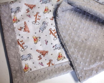 Personalized Winnie the Pooh Baby Blanket Lovey Security Blanket Minky