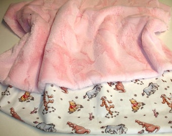 Winnie the Pooh Baby Blanket Personalized Gender Neutral Security Blanket Pooh Fur Blanket