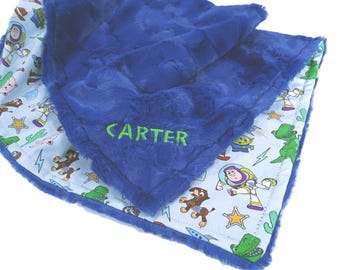 Toy Story Blanket, Personalized Baby Gift for Boy or Girl with Satin Ruffle Option