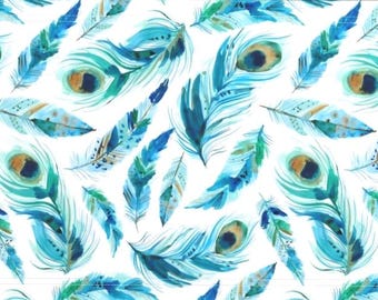 Peacock Feathers Blanket, Personalized Baby Gift with Satin Ruffle, Custom Feather Bedding. Warm and Soft Large Adult Throw