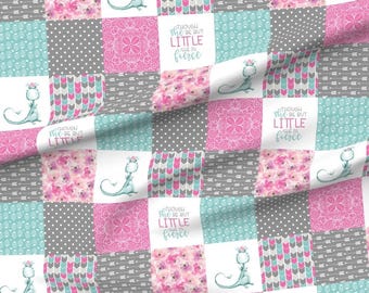 Personalized Dragon Blanket for Girl, Pink and Teal Minky with Satin Ruffle Option, Though She Be but Little She is Fierce