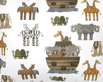 Noah's Ark Baby Blanket, Personalized Christian Blanket, All Sizes, Animals on the Ark, Minky Plush, Satin Ruffle Option